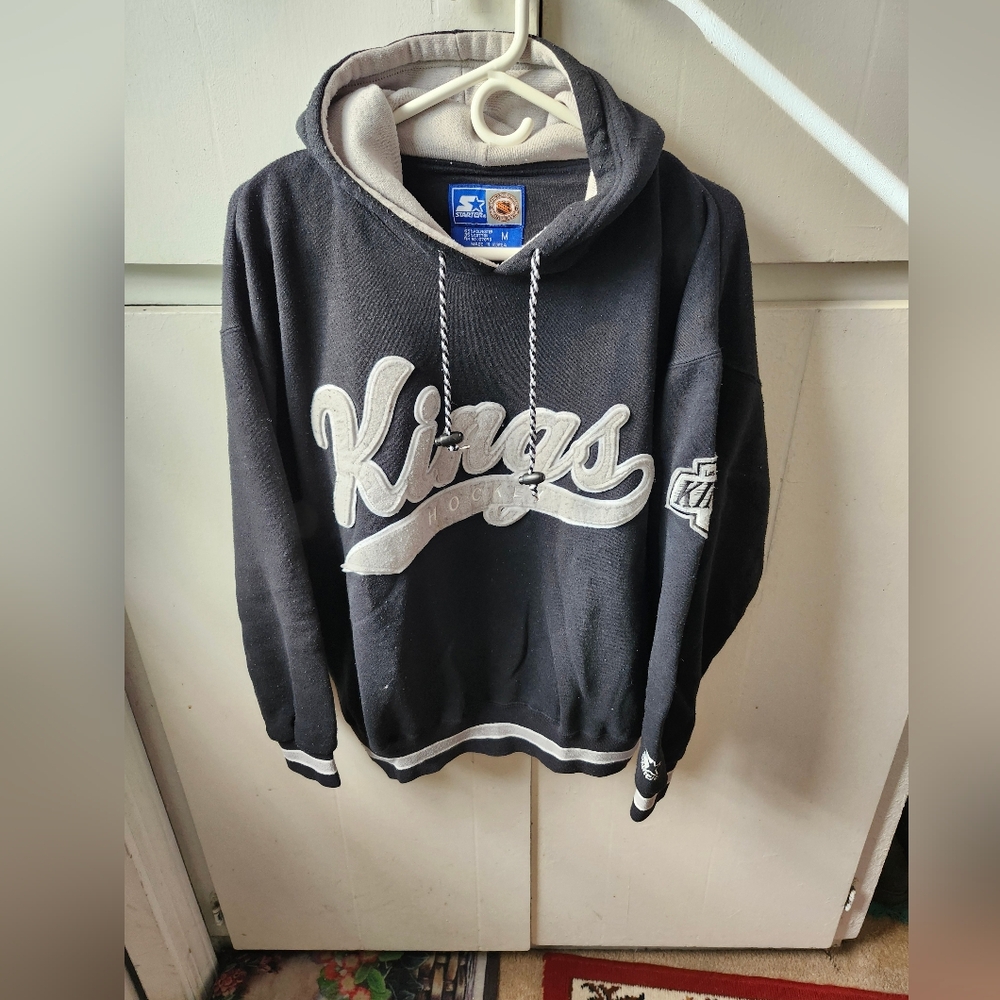 Vintage LA Kings Starter Hoodie - Fuzzy Script 90s Sweatshirt - sz M